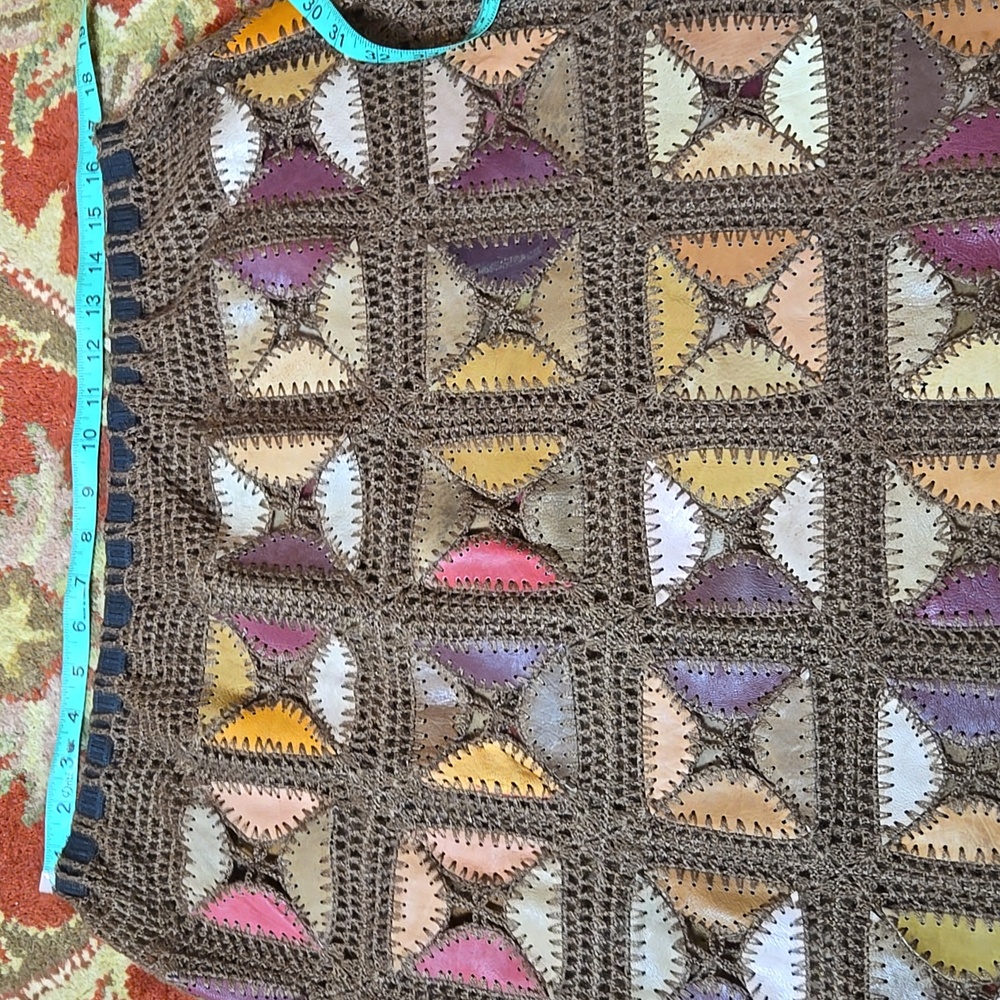 Multicolor Crochet & Leather Patchwork Skirt - image 3